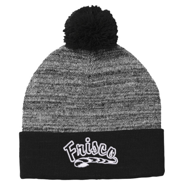 Embroidered - Heather Pom Pom Beanie Thumbnail