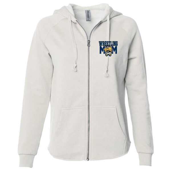 Wrestling MOM - Women's California Wave Wash Full-Zip Hooded Sweatshirt Thumbnail