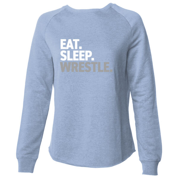 Eat. Sleep. WRESTLE. - Women's California Wave Wash Crewneck Sweatshirt Thumbnail