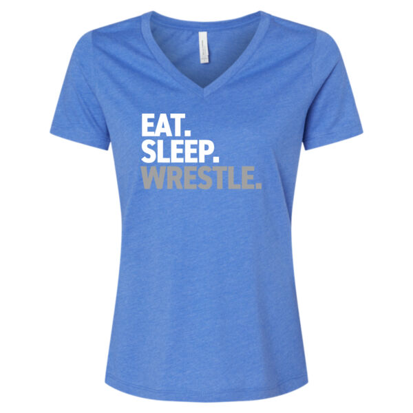 Eat. Sleep. WRESTLE. - Women's Relaxed Heather CVC V-Neck Tee Thumbnail